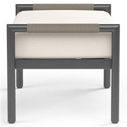 Aurora Mid Century Grey Aluminum White Sunbrella Outdoor Ottoman|