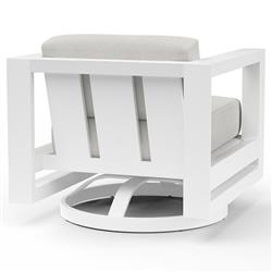 Roman Industrial White Aluminum Sunbrella Outdoor Swivel Arm Chair|