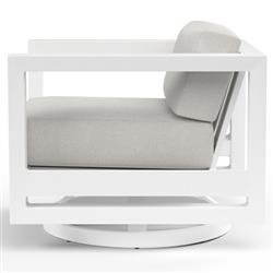 Roman Industrial White Aluminum Sunbrella Outdoor Swivel Arm Chair|