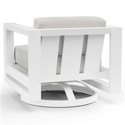 Roman Industrial White Aluminum Sunbrella Outdoor Swivel Arm Chair|