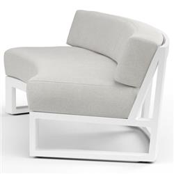 Roman Industrial White Aluminum Sunbrella Curved Outdoor Sofa|