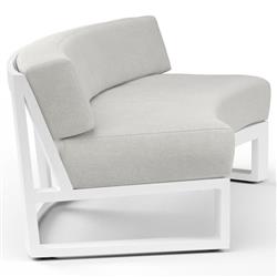 Roman Industrial White Aluminum Sunbrella Curved Outdoor Sofa|
