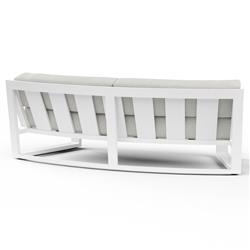 Roman Industrial White Aluminum Sunbrella Curved Outdoor Sofa|