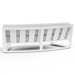 Roman Industrial White Aluminum Sunbrella Curved Outdoor Sofa|