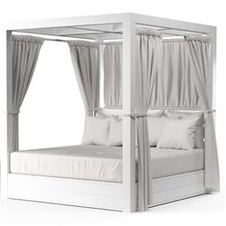 Roman Industrial Loft White Aluminum Resort Outdoor Daybed - King|