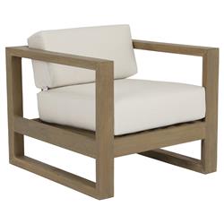 Amina Coastal Natural Teak White Sunbrella Outdoor Lounge Chair|