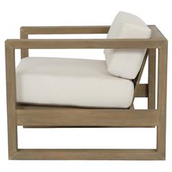 Amina Coastal Natural Teak White Sunbrella Outdoor Lounge Chair|