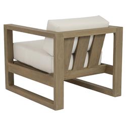 Amina Coastal Natural Teak White Sunbrella Outdoor Lounge Chair|