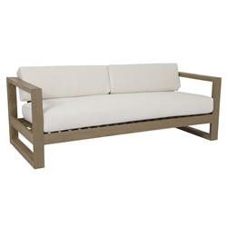 Amina Coastal Natural Teak White Sunbrella Outdoor Sofa - 90"W|