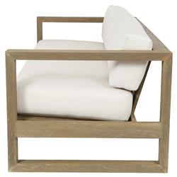 Amina Coastal Natural Teak White Sunbrella Outdoor Sofa - 90"W|