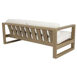 Amina Coastal Natural Teak White Sunbrella Outdoor Sofa - 90"W|