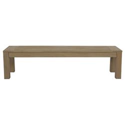 Amina Coastal Natural Teak White Sunbrella Outdoor Dining Bench|