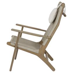 Amina Coastal Natural Teak Grey Woven High Back Outdoor Lounge Chair|