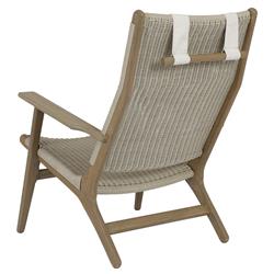 Amina Coastal Natural Teak Grey Woven High Back Outdoor Lounge Chair|
