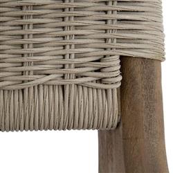Amina Coastal Natural Teak Grey Woven High Back Outdoor Lounge Chair|