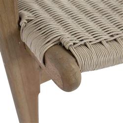 Amina Coastal Natural Teak Grey Woven High Back Outdoor Lounge Chair|
