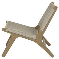 Amina Coastal Natural Teak Grey Woven Wicker Outdoor Accent Chair|