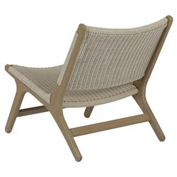 Amina Coastal Natural Teak Grey Woven Wicker Outdoor Accent Chair|