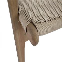 Amina Coastal Natural Teak Grey Woven Wicker Outdoor Accent Chair|
