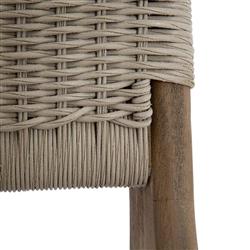 Amina Coastal Natural Teak Grey Woven Wicker Outdoor Accent Chair|