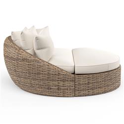 Aria Coastal Beige Sunbrella Brown Aluminum Round Outdoor Daybed|