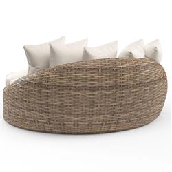 Aria Coastal Beige Sunbrella Brown Aluminum Round Outdoor Daybed|