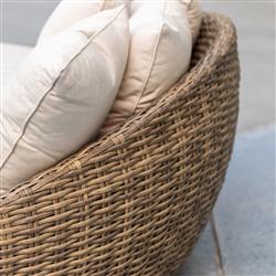 Aria Coastal Beige Sunbrella Brown Aluminum Round Outdoor Daybed|