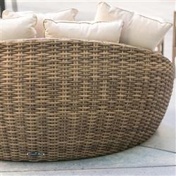 Aria Coastal Beige Sunbrella Brown Aluminum Round Outdoor Daybed|