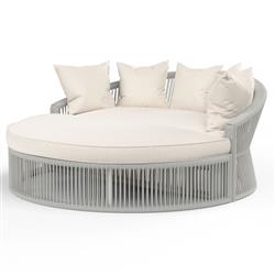 Mateo Coastal Sunbrella Silver Grey Aluminum Round Outdoor Daybed|