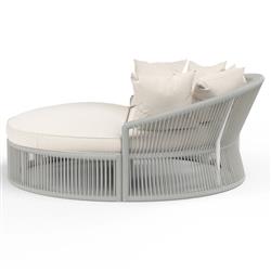 Mateo Coastal Sunbrella Silver Grey Aluminum Round Outdoor Daybed|