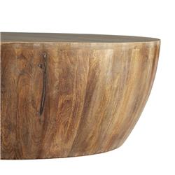 Jacob Rustic Lodge Washed Wood Round Drum Coffee Table - Small|
