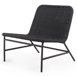 Ruben Coastal Beach Dark Grey Rope Black Aluminum Outdoor Lounge Side Chair|