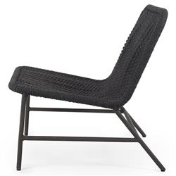 Ruben Coastal Beach Dark Grey Rope Black Aluminum Outdoor Lounge Side Chair|