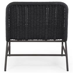 Ruben Coastal Beach Dark Grey Rope Black Aluminum Outdoor Lounge Side Chair|