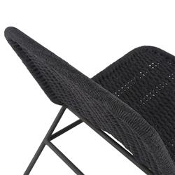 Ruben Coastal Beach Dark Grey Rope Black Aluminum Outdoor Lounge Side Chair|