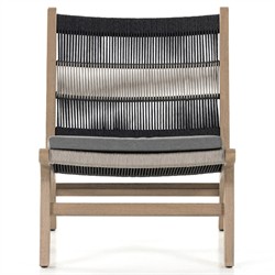 Liana Coastal Beach Teak Wood Dark Grey Woven Rope Cushion Outdoor Lounge Chair|