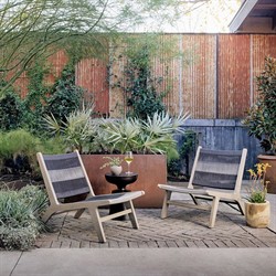 Liana Coastal Beach Teak Wood Dark Grey Woven Rope Cushion Outdoor Lounge Chair|