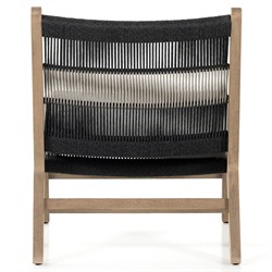 Liana Coastal Beach Teak Wood Dark Grey Woven Rope Cushion Outdoor Lounge Chair|