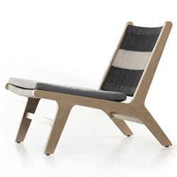 Liana Coastal Beach Teak Wood Dark Grey Woven Rope Cushion Outdoor Lounge Chair|