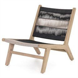 Liana Coastal Beach Teak Wood Dark Grey Woven Rope Cushion Outdoor Lounge Chair|