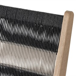 Liana Coastal Beach Teak Wood Dark Grey Woven Rope Cushion Outdoor Lounge Chair|