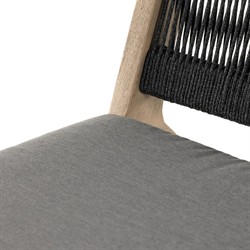 Liana Coastal Beach Teak Wood Dark Grey Woven Rope Cushion Outdoor Lounge Chair|