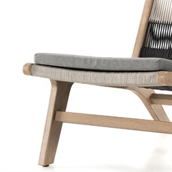 Liana Coastal Beach Teak Wood Dark Grey Woven Rope Cushion Outdoor Lounge Chair|