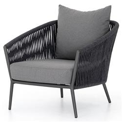 Porter Coastal Beach Grey Cushion Dark Bronze Aluminum Rope Outdoor Lounge Chair|