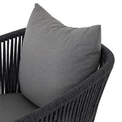 Porter Coastal Beach Grey Cushion Dark Bronze Aluminum Rope Outdoor Lounge Chair|