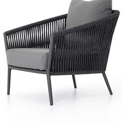 Porter Coastal Beach Grey Cushion Dark Bronze Aluminum Rope Outdoor Lounge Chair|