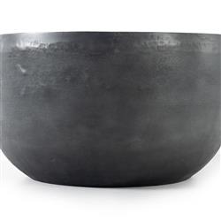 Bailey Industrial Loft Grey Aluminum Round Drum Outdoor End Table|