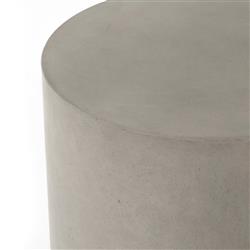 Yvonne Industrial Loft Grey Concrete Outdoor Round Drum End Table|