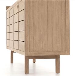 Yulla Rustic Lodge Brown Solid Teak Wood 4 Door Outdoor Sideboard|