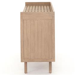 Yulla Rustic Lodge Brown Solid Teak Wood 4 Door Outdoor Sideboard|